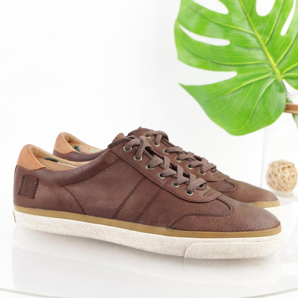 FRYE Mens Aaron Sneaker Size 11.5 Brown Leather Casual Shoes Low Lace Up Trainer - Picture 12 of 14